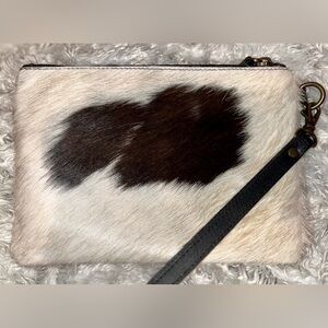 Faux Fur Clutch with Black Strap